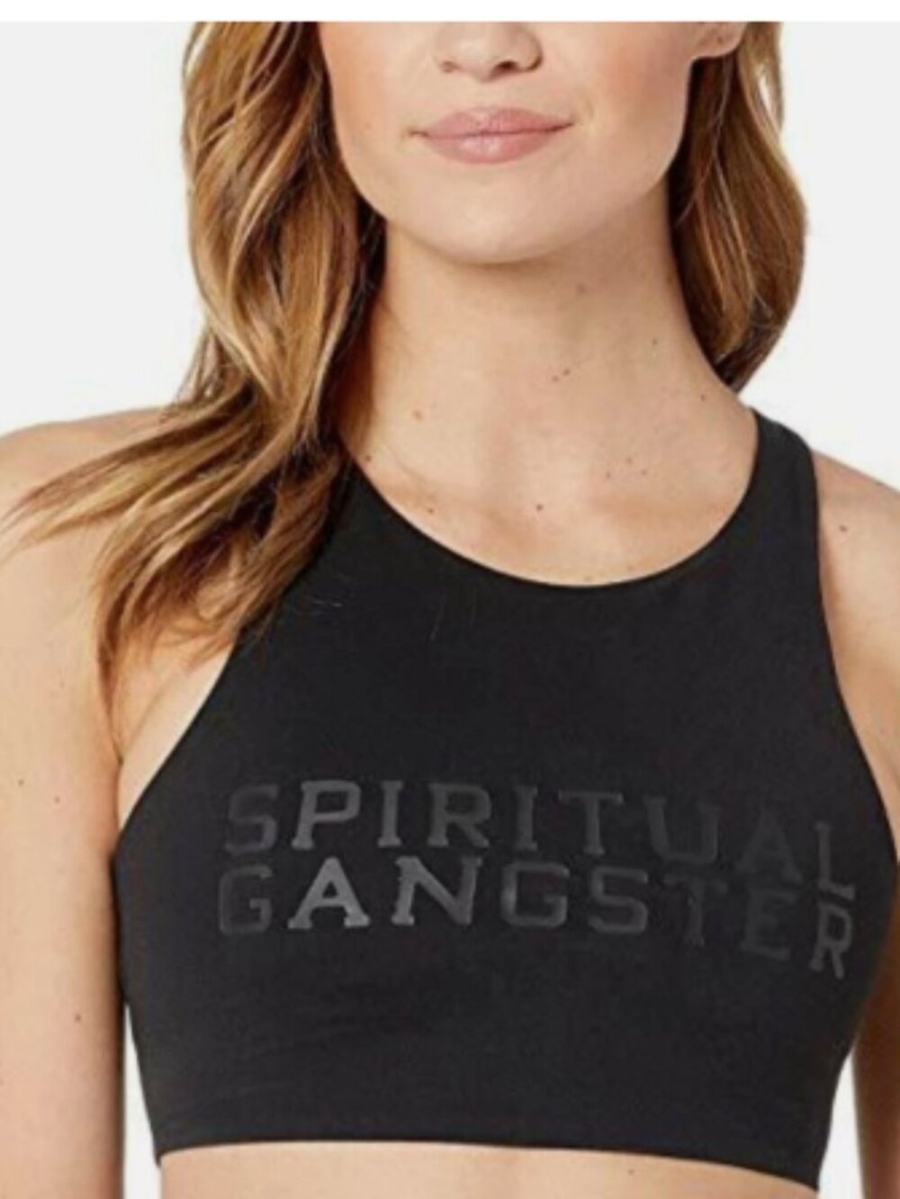 Spiritual Gangster Black High Neck Athletic Sport  Bra Logo NWT sz M